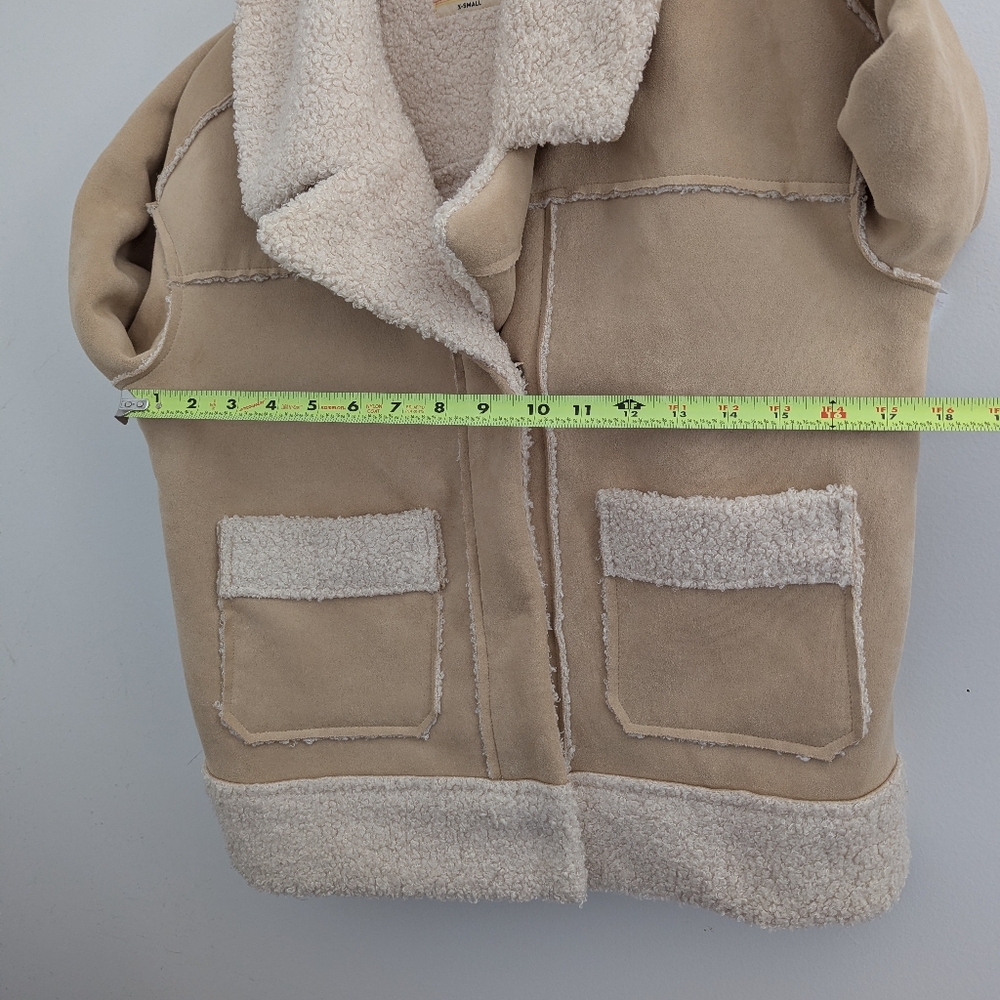 Marine Layer Quebec Sherpa Jacket Faux Suede Neutral Women's Size xs - Picture 12 of 16